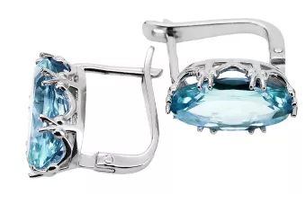 Vintage craft Earrings Aquamarine Sterling silver 925 vec021s